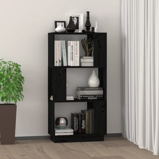 Boekenkast/kamerscherm 51x25x101 cm massief grenenhout zwart MeubelReus