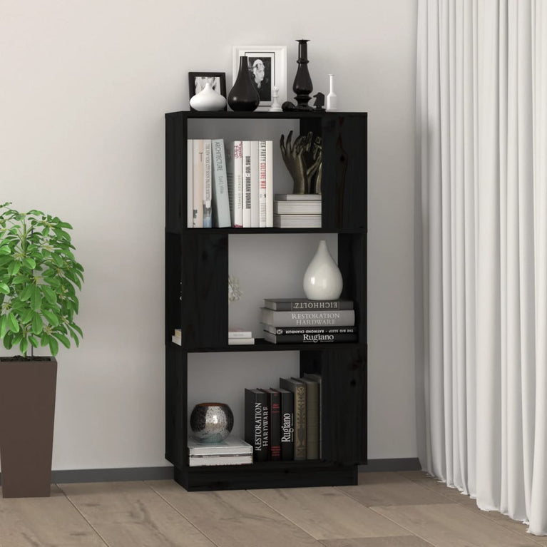 Boekenkast/kamerscherm 51x25x101 cm massief grenenhout zwart MeubelReus