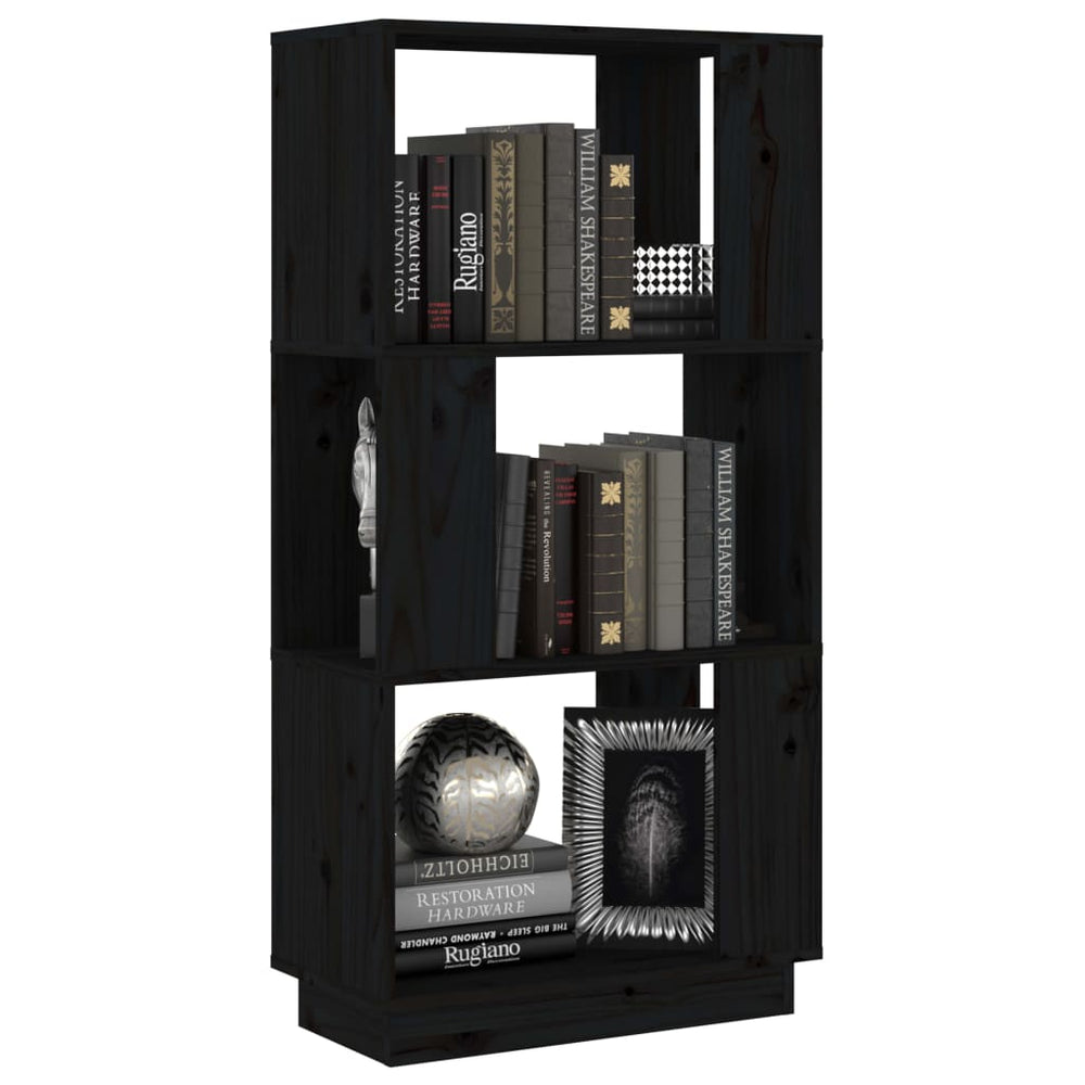 Boekenkast/kamerscherm 51x25x101 cm massief grenenhout zwart MeubelReus
