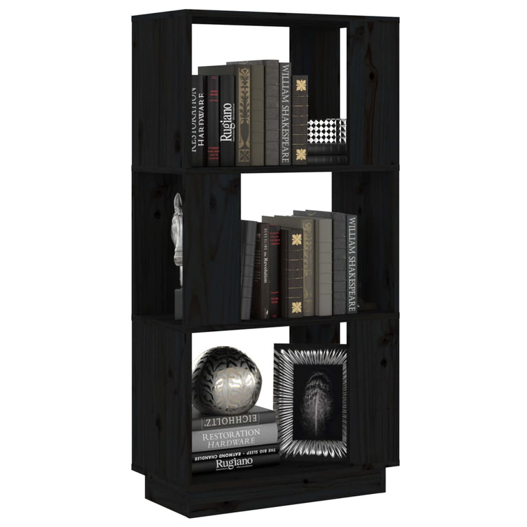 Boekenkast/kamerscherm 51x25x101 cm massief grenenhout zwart MeubelReus