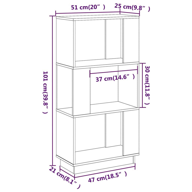 Boekenkast/kamerscherm 51x25x101 cm massief grenenhout zwart MeubelReus