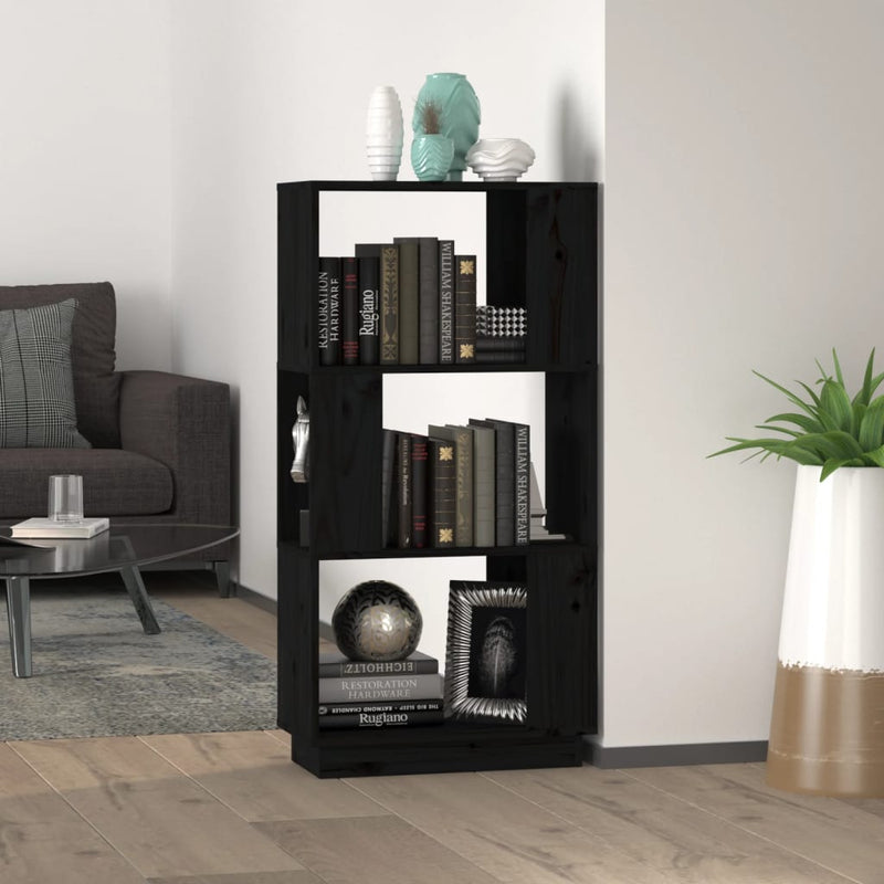 Boekenkast/kamerscherm 51x25x101 cm massief grenenhout zwart MeubelReus