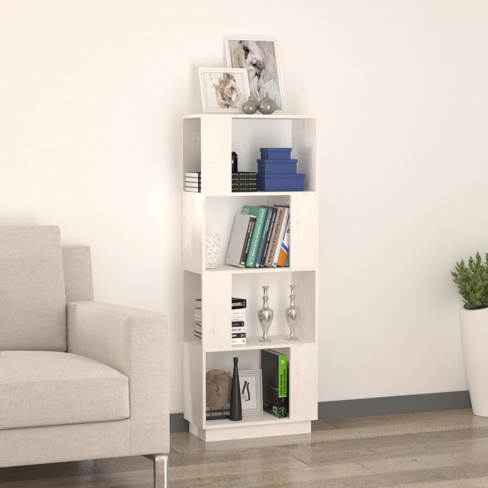 Boekenkast/kamerscherm 51x25x132 cm massief grenenhout wit MeubelReus