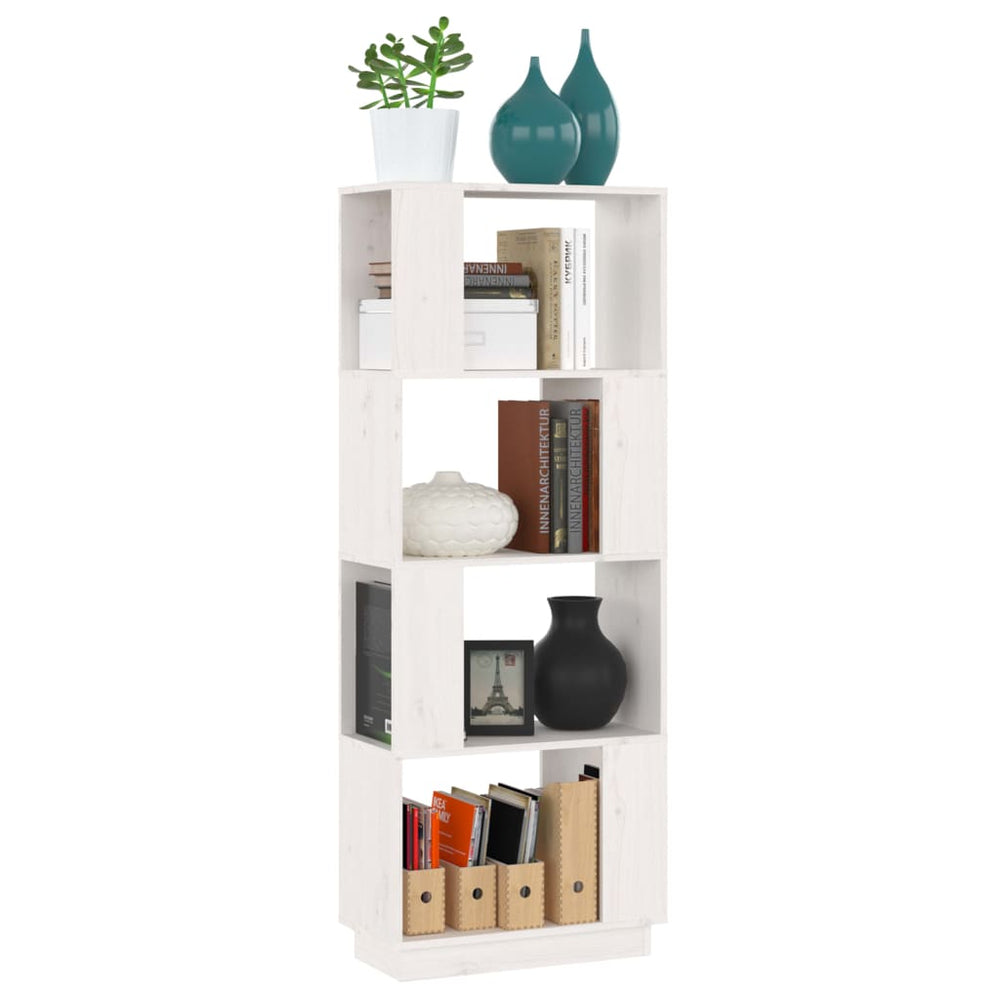Boekenkast/kamerscherm 51x25x132 cm massief grenenhout wit MeubelReus