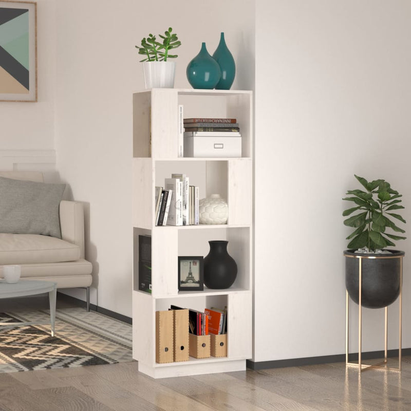 Boekenkast/kamerscherm 51x25x132 cm massief grenenhout wit MeubelReus