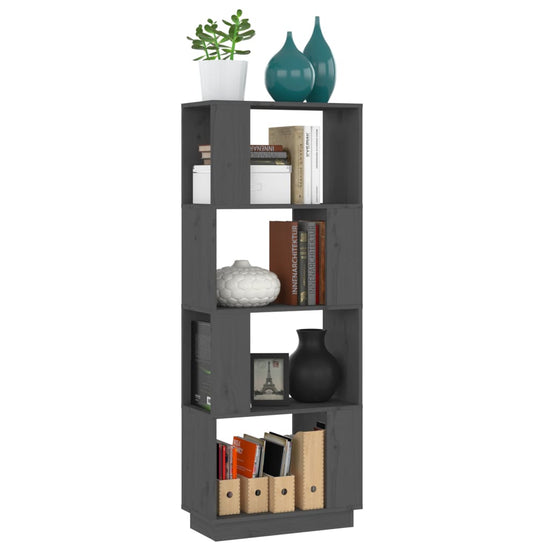 Boekenkast/kamerscherm 51x25x132 cm massief grenenhout grijs MeubelReus