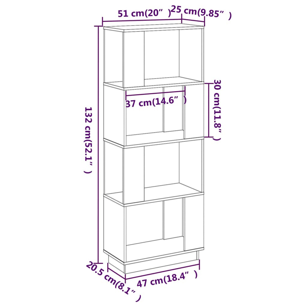 Boekenkast/kamerscherm 51x25x132 cm massief grenenhout grijs MeubelReus