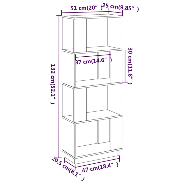 Boekenkast/kamerscherm 51x25x132 cm massief grenenhout grijs MeubelReus