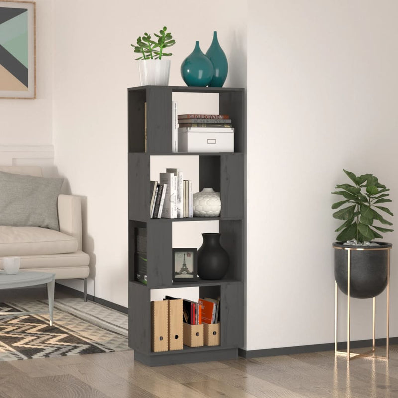 Boekenkast/kamerscherm 51x25x132 cm massief grenenhout grijs MeubelReus