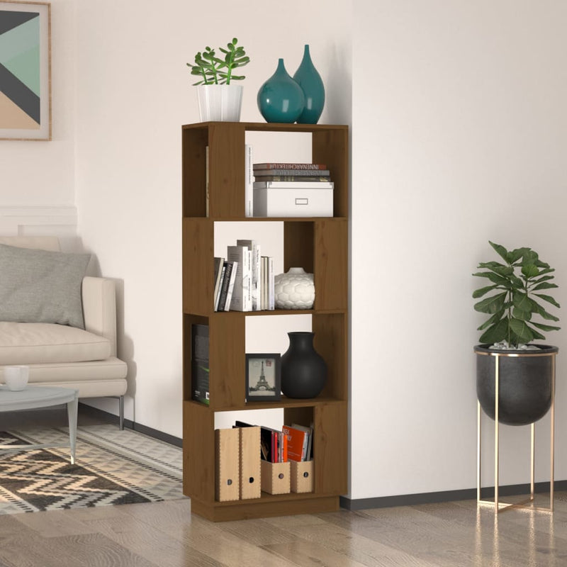 Boekenkast/kamerscherm 51x25x132 cm grenenhout honingbruin MeubelReus