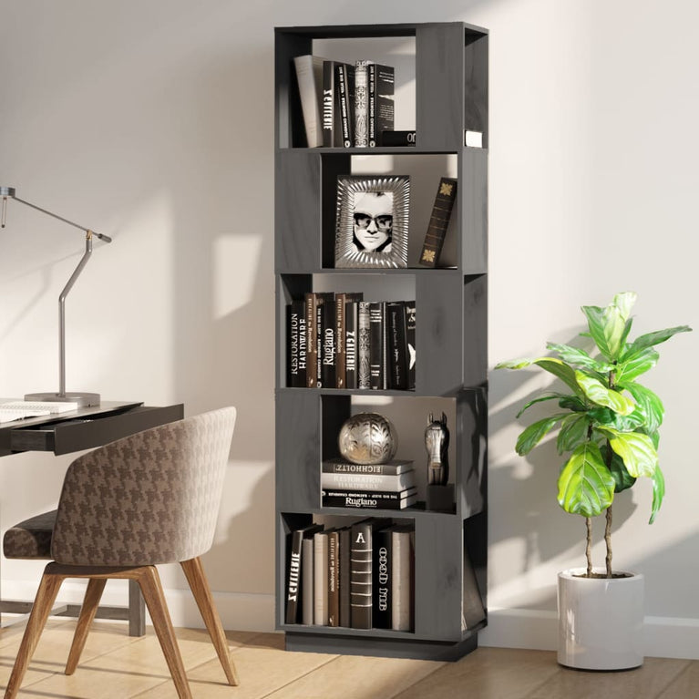 Boekenkast/kamerscherm 51x25x163,5 cm massief grenenhout grijs MeubelReus