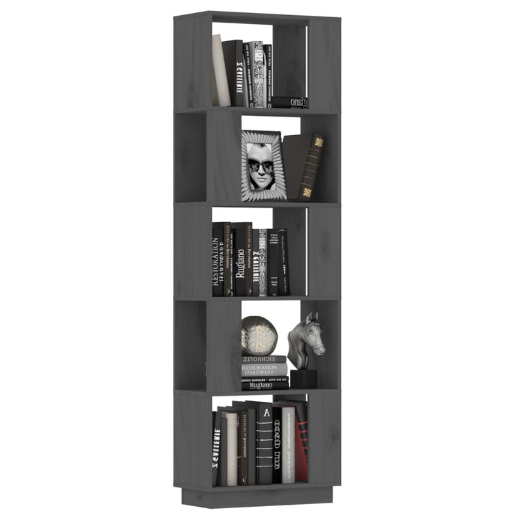 Boekenkast/kamerscherm 51x25x163,5 cm massief grenenhout grijs MeubelReus