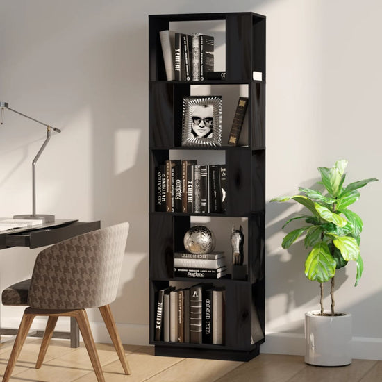 Boekenkast/kamerscherm 51x25x163,5 cm massief grenenhout zwart MeubelReus