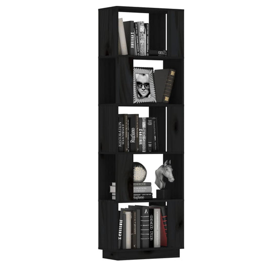 Boekenkast/kamerscherm 51x25x163,5 cm massief grenenhout zwart MeubelReus