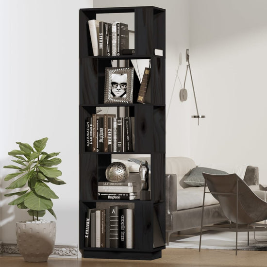 Boekenkast/kamerscherm 51x25x163,5 cm massief grenenhout zwart MeubelReus
