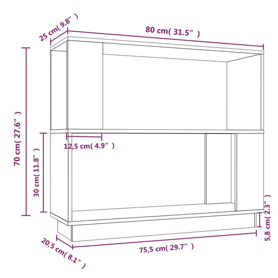 Boekenkast/kamerscherm 80x25x70 cm massief grenenhout MeubelReus