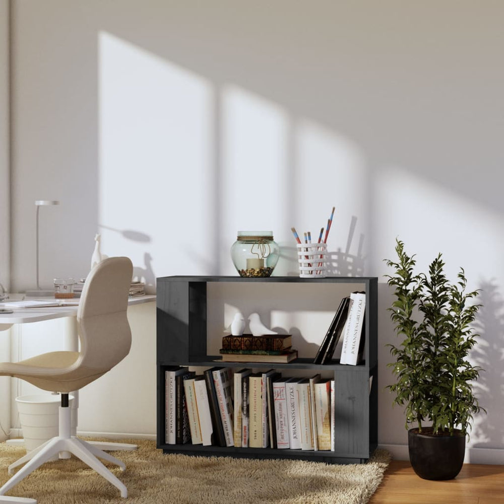 Boekenkast/kamerscherm 80x25x70 cm massief grenenhout grijs MeubelReus
