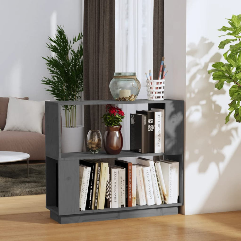 Boekenkast/kamerscherm 80x25x70 cm massief grenenhout grijs MeubelReus