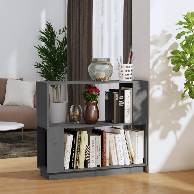 Boekenkast/kamerscherm 80x25x70 cm massief grenenhout grijs MeubelReus