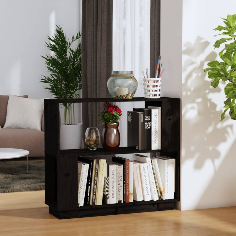 Boekenkast/kamerscherm 80x25x70 cm massief grenenhout zwart MeubelReus