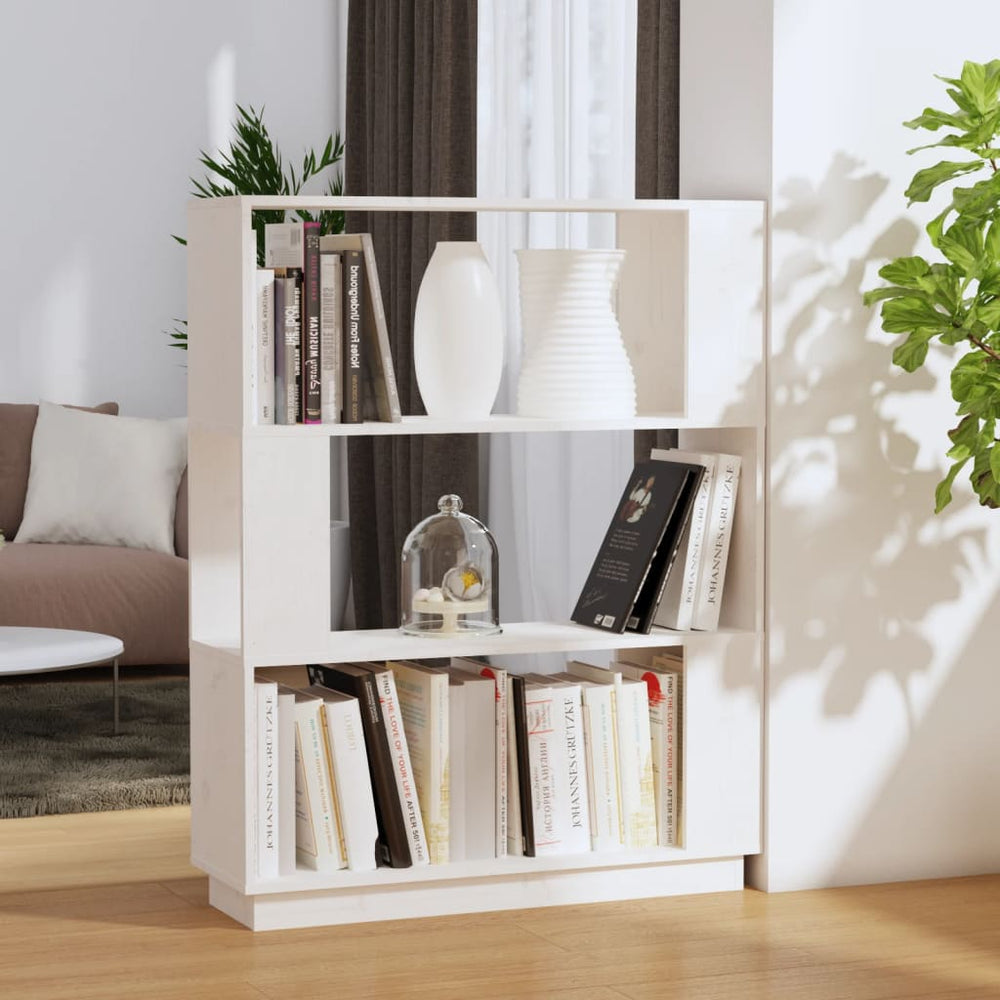 Boekenkast/kamerscherm 80x25x101 cm massief grenenhout wit MeubelReus