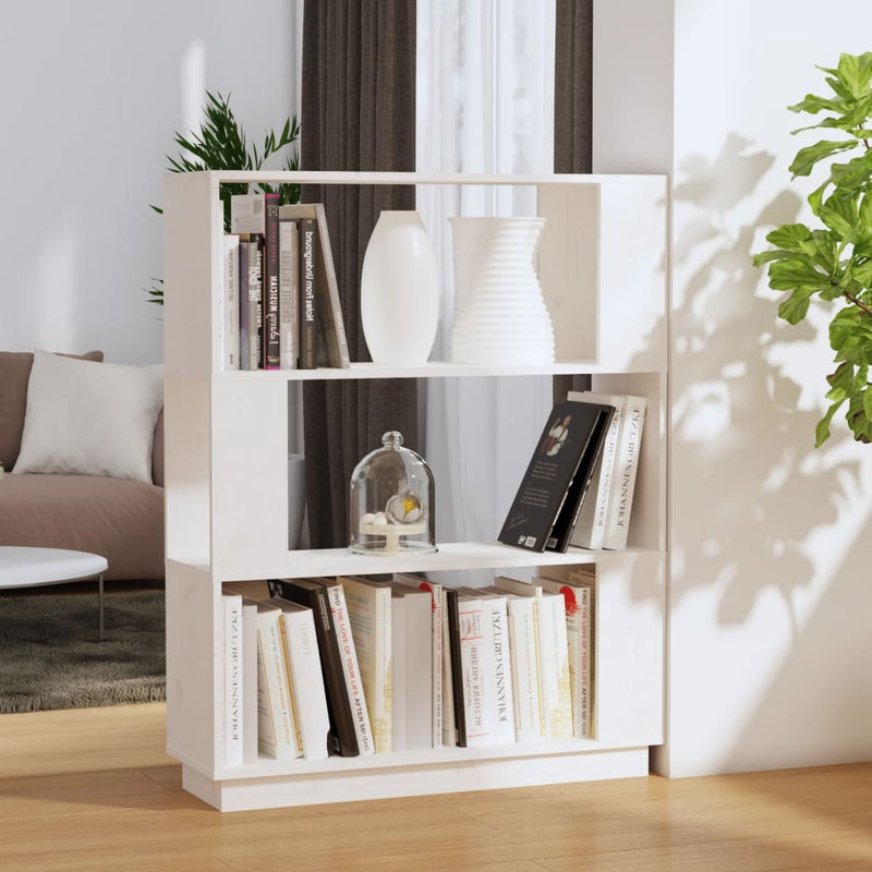 Boekenkast/kamerscherm 80x25x101 cm massief grenenhout wit MeubelReus