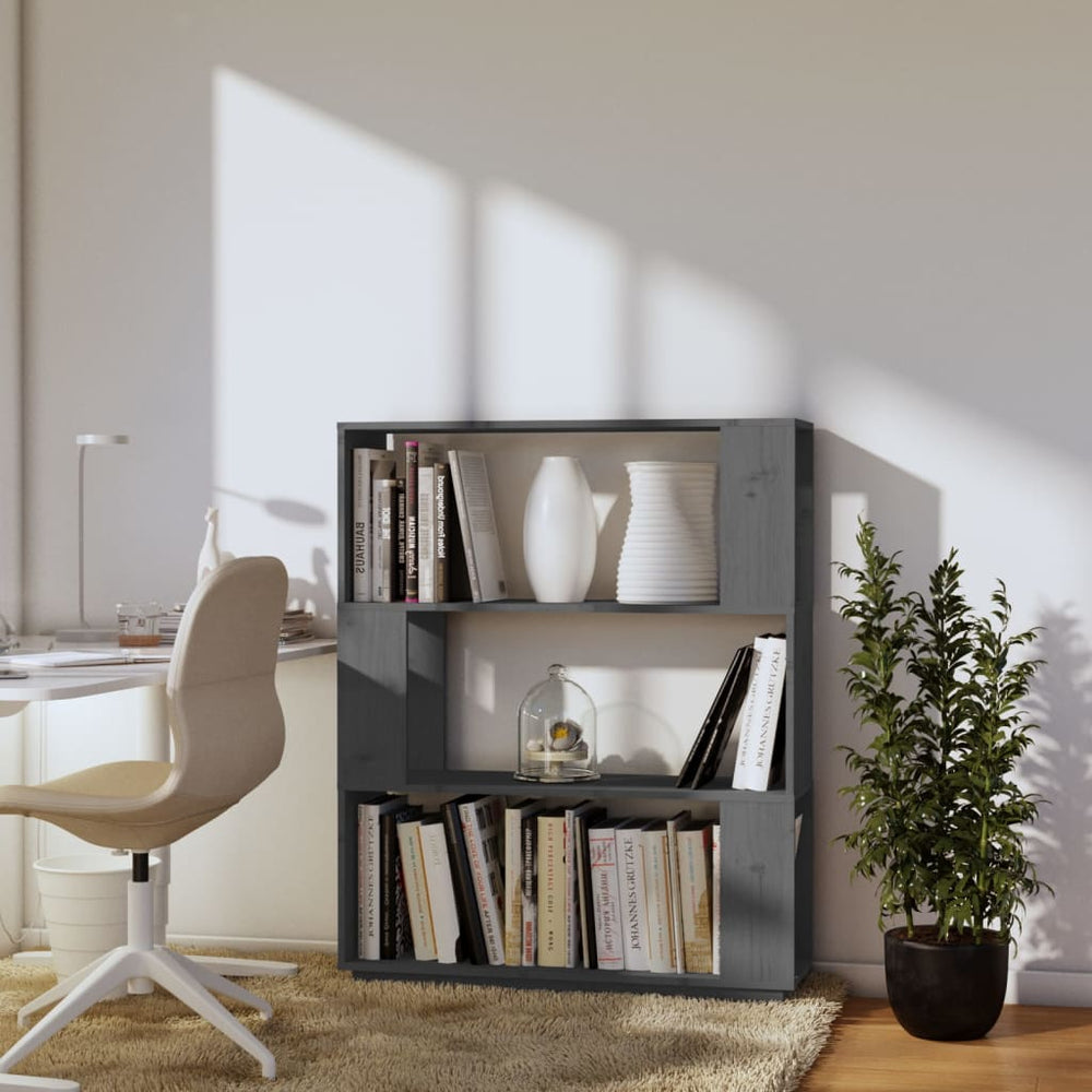 Boekenkast/kamerscherm 80x25x101 cm massief grenenhout grijs MeubelReus