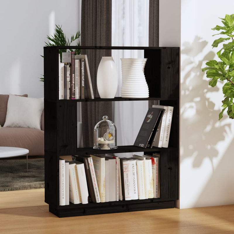 Boekenkast/kamerscherm 80x25x101 cm massief grenenhout zwart MeubelReus