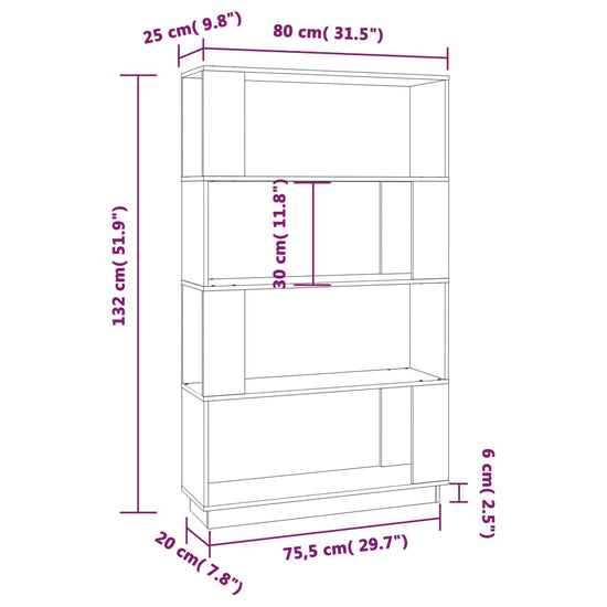 Boekenkast/kamerscherm 80x25x132 cm massief grenenhout MeubelReus