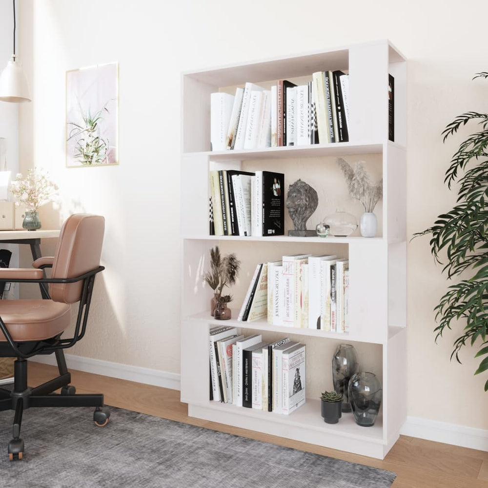 Boekenkast/kamerscherm 80x25x132 cm massief grenenhout wit MeubelReus