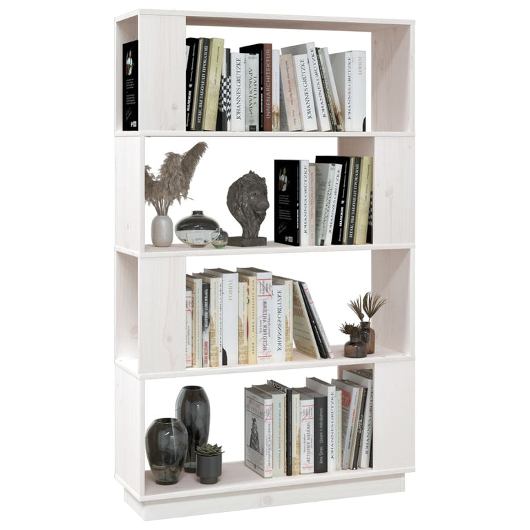 Boekenkast/kamerscherm 80x25x132 cm massief grenenhout wit MeubelReus