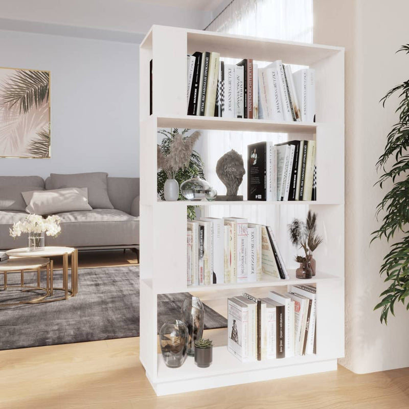 Boekenkast/kamerscherm 80x25x132 cm massief grenenhout wit MeubelReus