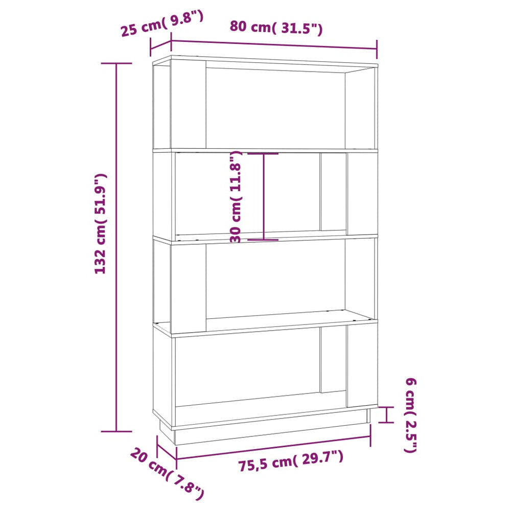Boekenkast/kamerscherm 80x25x132 cm massief grenenhout grijs MeubelReus