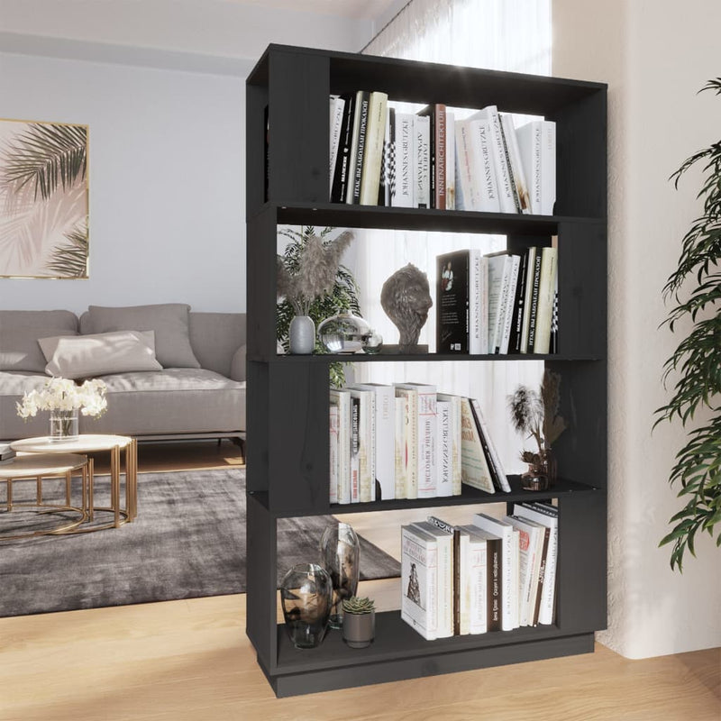 Boekenkast/kamerscherm 80x25x132 cm massief grenenhout grijs MeubelReus