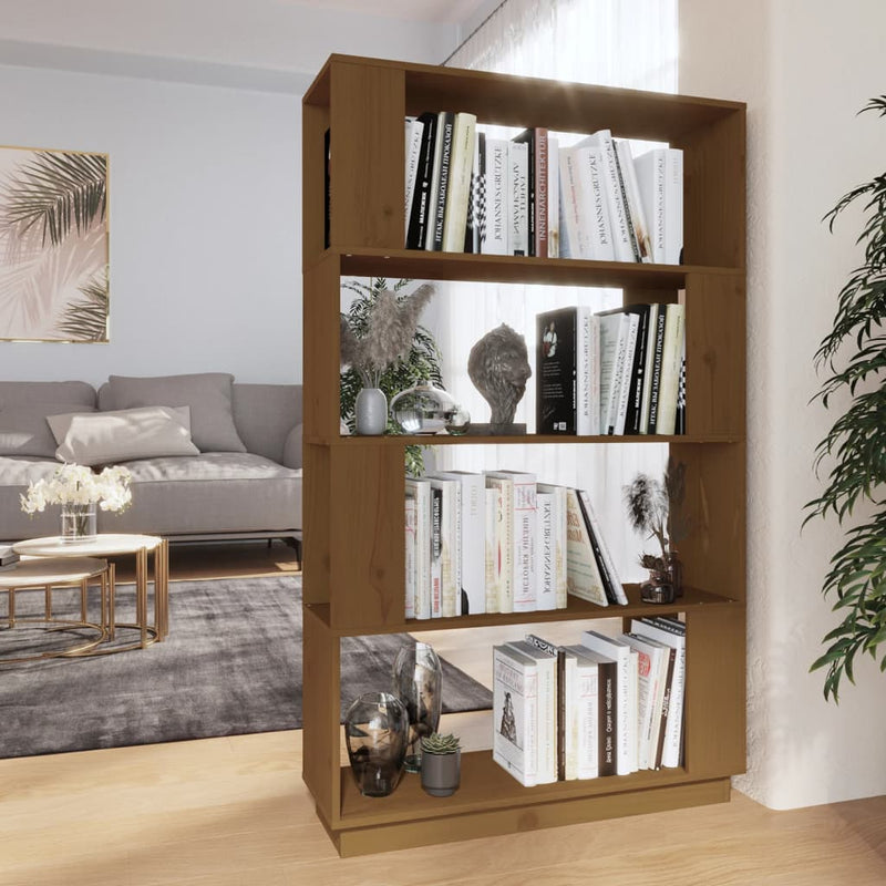Boekenkast/kamerscherm 80x25x132 cm massief hout honingbruin MeubelReus