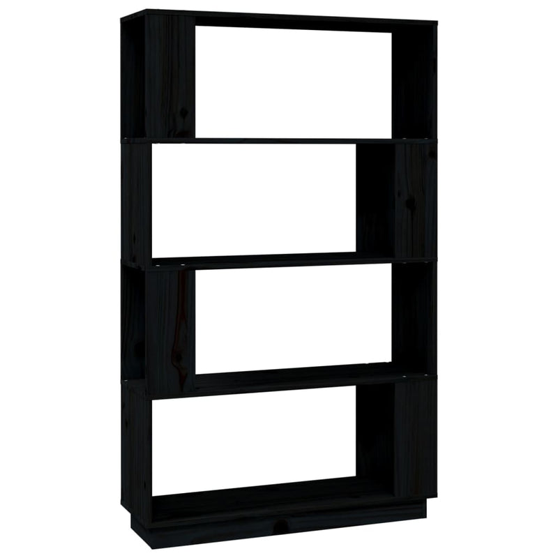 Boekenkast/kamerscherm 80x25x132 cm massief grenenhout zwart MeubelReus