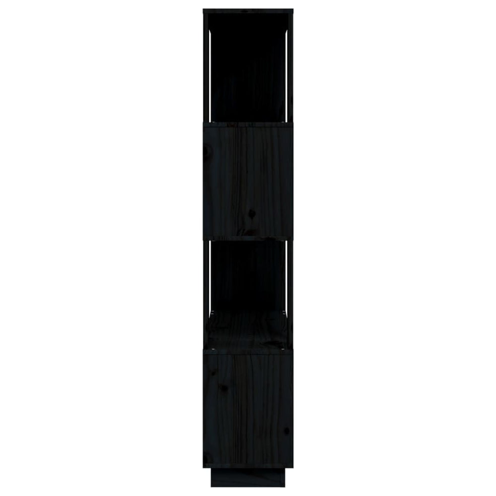 Boekenkast/kamerscherm 80x25x132 cm massief grenenhout zwart MeubelReus
