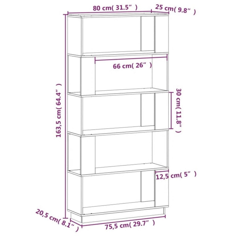 Boekenkast/kamerscherm 80x25x163,5 cm massief grenenhout MeubelReus