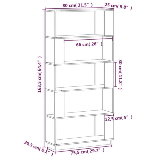 Boekenkast/kamerscherm 80x25x163,5 cm massief grenenhout MeubelReus