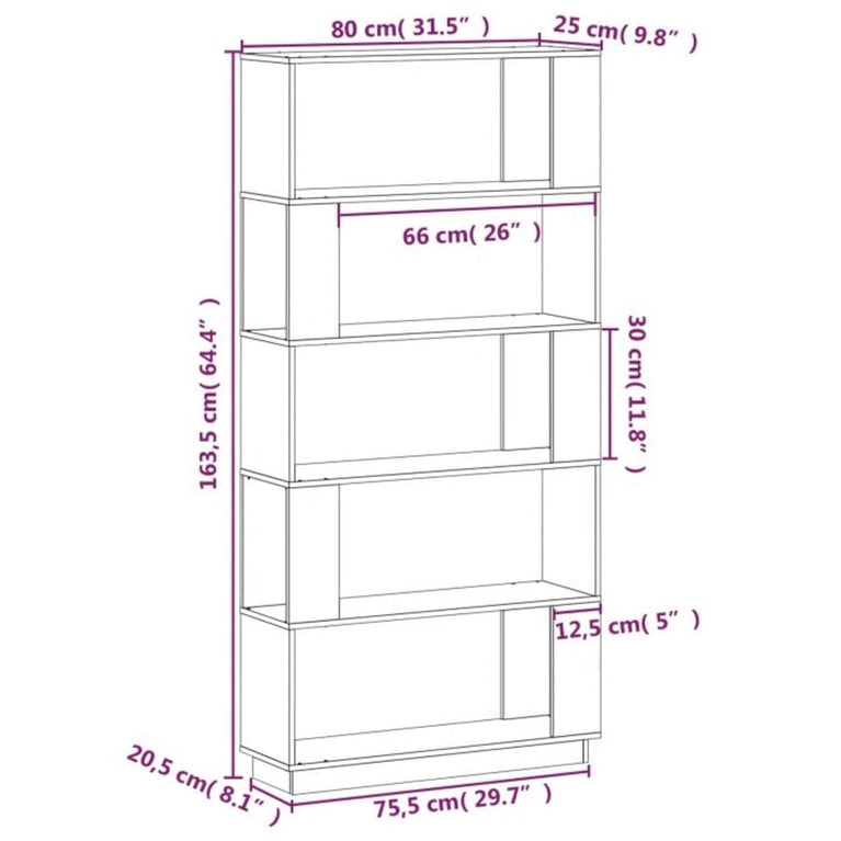 Boekenkast/kamerscherm 80x25x163,5 cm massief grenenhout MeubelReus