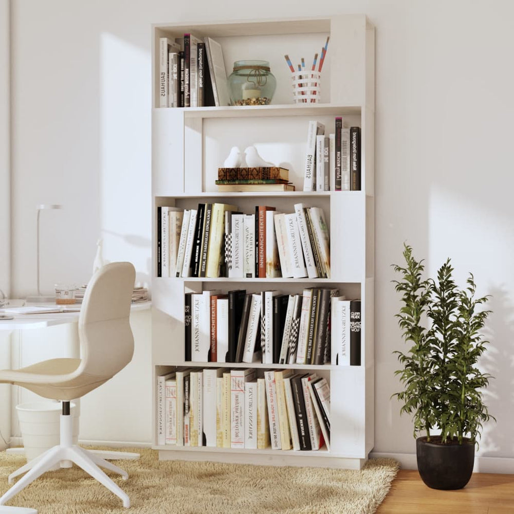 Boekenkast/kamerscherm 80x25x163,5 cm massief grenenhout wit MeubelReus
