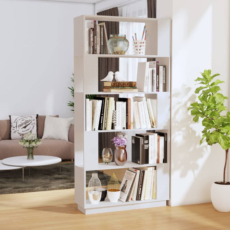 Boekenkast/kamerscherm 80x25x163,5 cm massief grenenhout wit MeubelReus