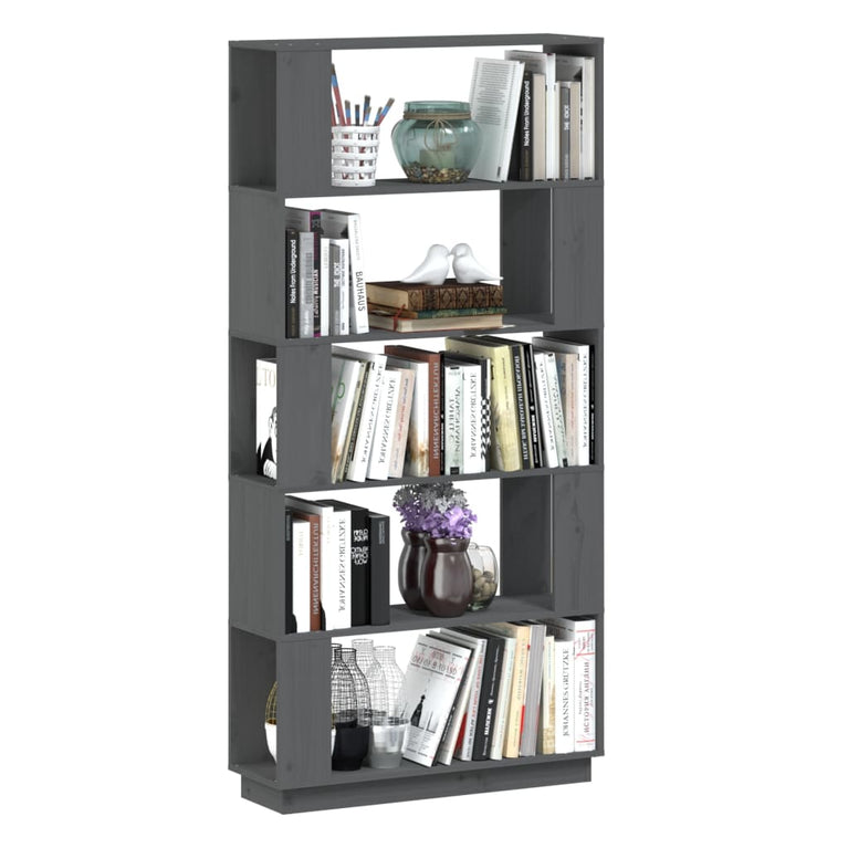 Boekenkast/kamerscherm 80x25x163,5 cm massief grenenhout grijs MeubelReus