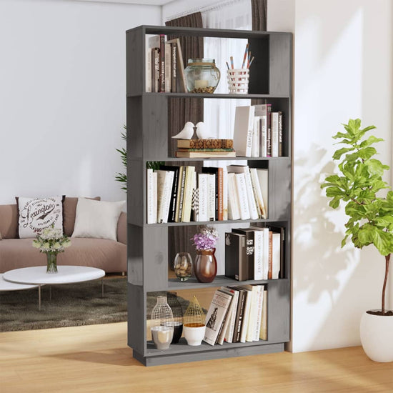 Boekenkast/kamerscherm 80x25x163,5 cm massief grenenhout grijs MeubelReus