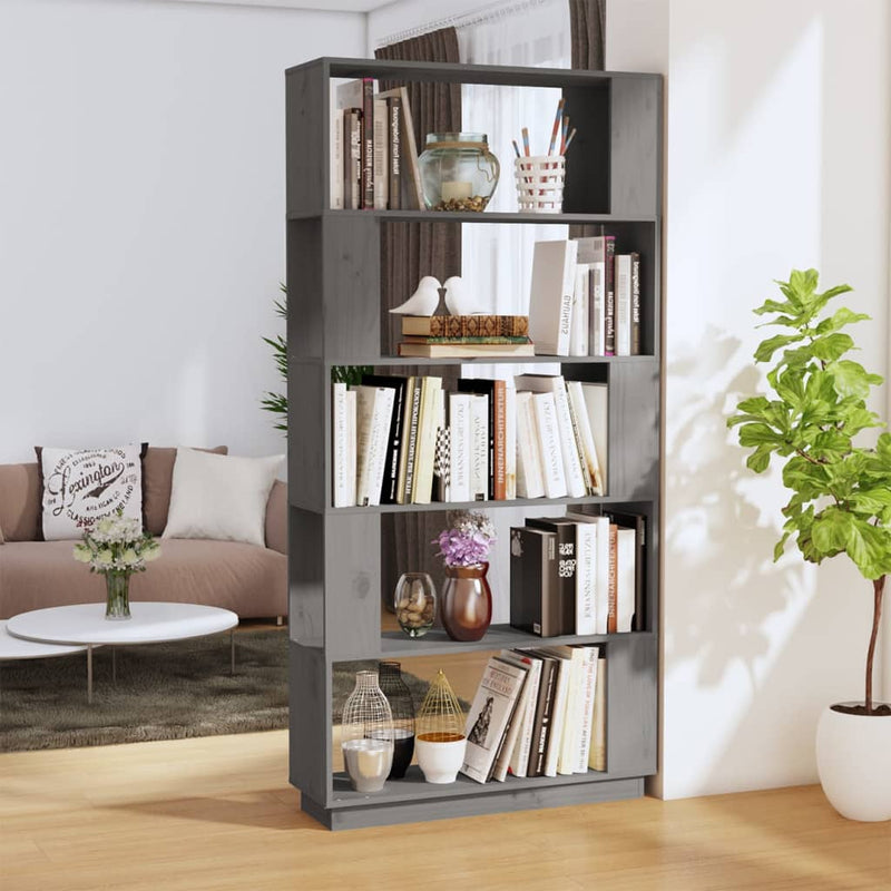 Boekenkast/kamerscherm 80x25x163,5 cm massief grenenhout grijs MeubelReus