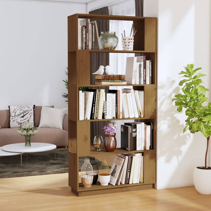 Boekenkast/kamerscherm 80x25x163,5 cm grenenhout honingbruin MeubelReus