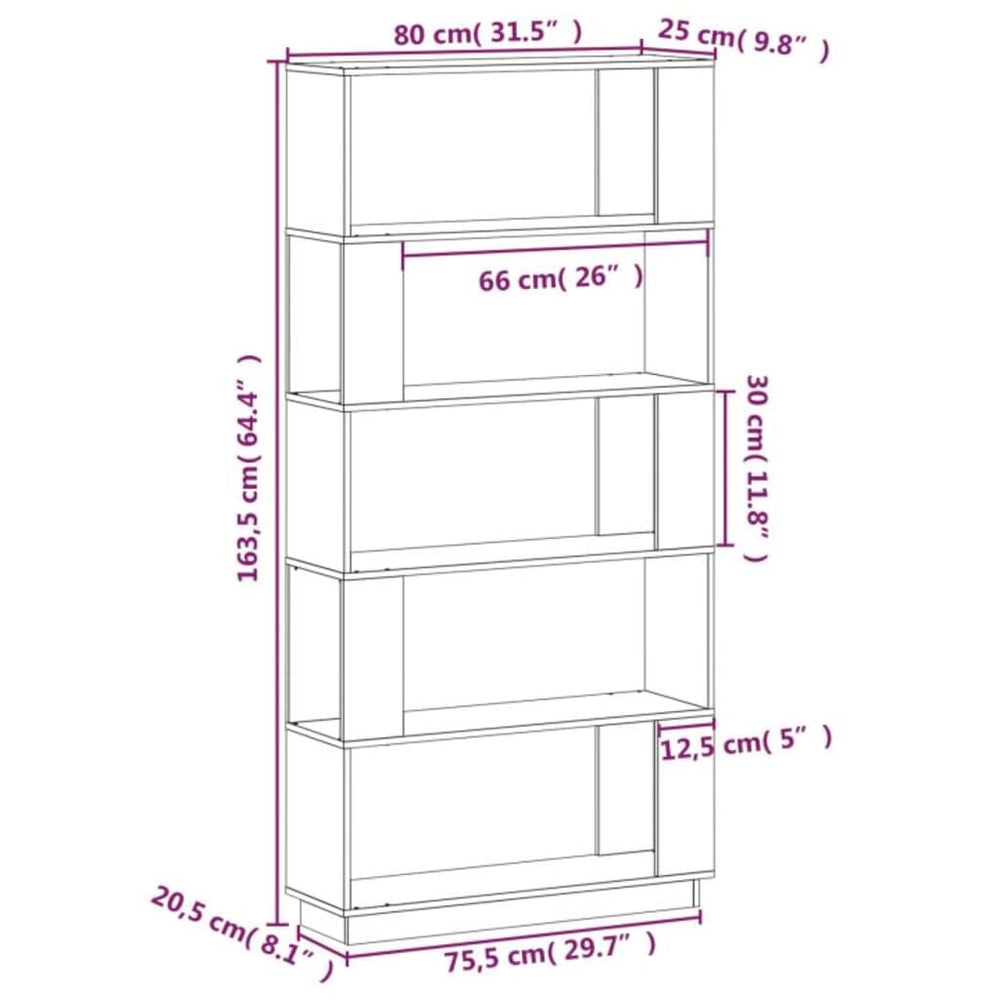 Boekenkast/kamerscherm 80x25x163,5 cm massief grenenhout zwart MeubelReus