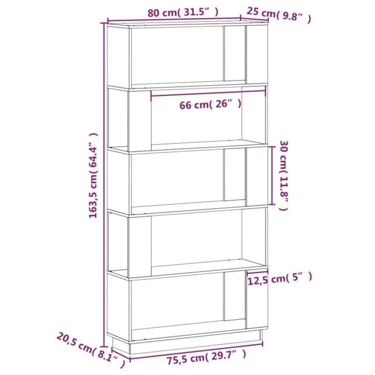 Boekenkast/kamerscherm 80x25x163,5 cm massief grenenhout zwart MeubelReus