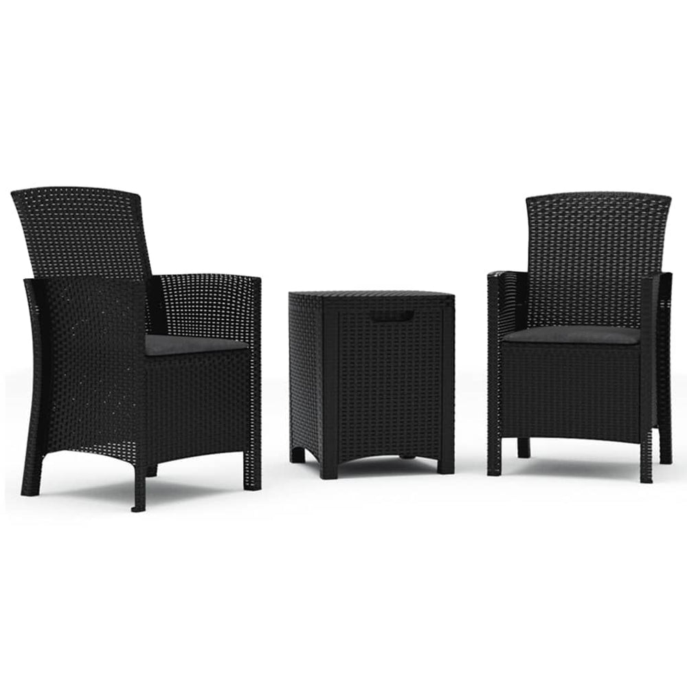 3-delige Loungeset met kussens PP rattan grafietkleurig MeubelReus