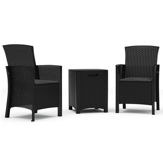 3-delige Loungeset met kussens PP rattan grafietkleurig MeubelReus